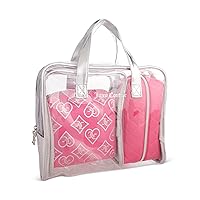 Juicy Couture Women's Cosmetics Bag - Travel Makeup and Toiletries Train Case Nested Bag Set, Pink