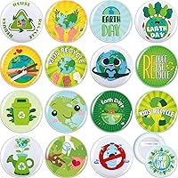 48 Pcs Earth Day Recycle Mini Buttons Pins for Kids Bulk Earth Day Round Badges Decoration Accessories for Kids Hats Backpacks Badges Jackets Clothing Educational and Learning Activities Gift