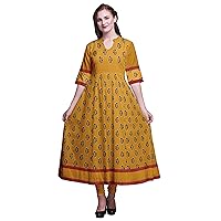 Bimba Print Anarkali Flared Kurti Classic Blouse Ethnic Dress For Ladies