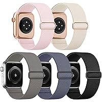 EOMTAM 5 Pack Stretchy Nylon Compatible for Apple Watch Ultra 2/1 Band 38mm 40mm 41mm 42mm 44mm 45mm 49mm Women Men,Elastic Cloth Sport Wristbands Solo Loop for iWatch Series 9 8 SE 7 6 5 4 3