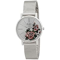 Rose & Coi RCAP1103 Wristwatch, Silver, Dial Color - Red, Watch Thin Watch, mesh Strap, Japanese Movement