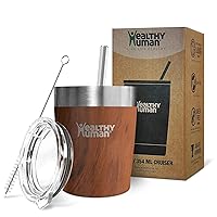 Healthy Human Stainless Steel Tumbler with Straw | Splash Proof Insulated Travel Cruiser Cup | Eco-Friendly Coffee Tumblers with Straws Cleaner & Splash Proof Lid (12oz, Harvest Maple)