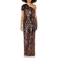 Shoshanna Women's Tiana Bronze Sequin Velvet One Shoulder Dress