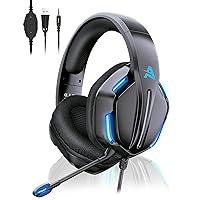Aimzone Professional Gaming Headset with Mic, Noise Cancelling Over The Ear Headphones with Soft Memory Earmuffs, RGB, 7.1 Surround Sound, Wired 3.5 Gaming Headphones for PC, Laptop, PS4, PS5 (Black)