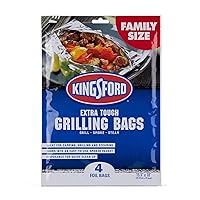 Kingsford Heavy Duty Aluminum Grill Bags, 4 Pack | Foil Packets for Grilling, Recyclable And Disposable Grilling Accessories | Foil Bag Measures 15.5