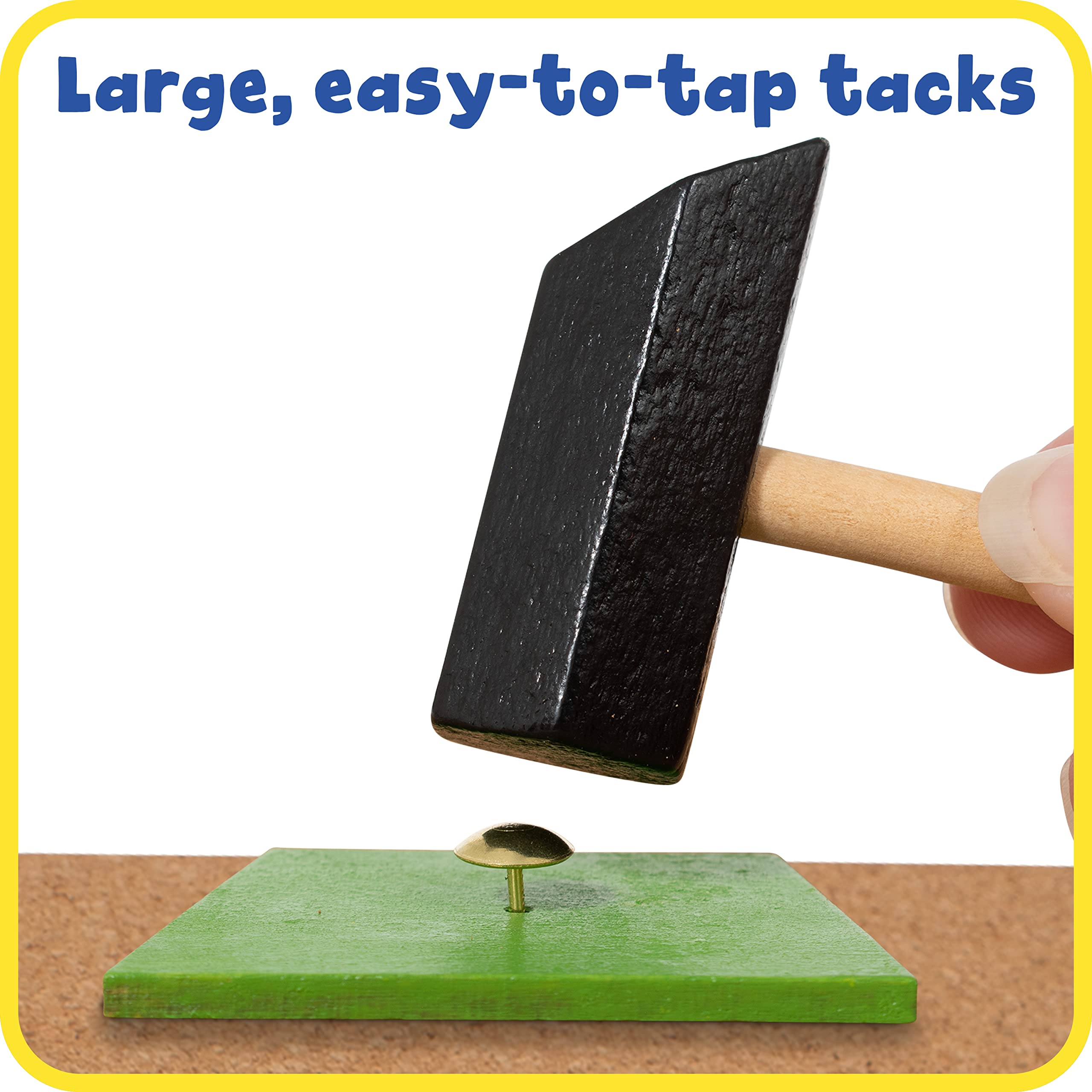 READY 2 LEARN Tack A Tile - Wooden Hammer Toy for Kids Aged 4 and up - 100 Shapes - Big Corkboard - Kid-Friendly Tacks - Foster Imagination, Fine Motor Skills and Reasoning