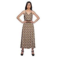 Women’s Printed Adjustable Spaghetti Strap Casual Dress with Side Slit