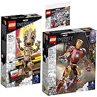 Lego Set of 3: 76217 I Am Groot, 76206 Iron Man Figure & 30443 Spider-Mans Bridge Duel