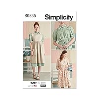 Simplicity Misses' Pullover Dress and Pinafore Apron Sewing Pattern Kit Elaine Heigl, Design Code S9835, Sizes XS-S-M-L-XL, Multicolor