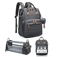 JOLLITO Diaper Bag Backpack with Changing Station Large Capacity Multifunction Baby Bags for Boy Girl Travel For Moms Dads Baby Registry Search Essentials Shower Gifts Gray