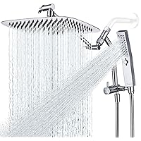 G-Promise All Metal 12 Inch Shower Head with Massage Mode Handheld, Rain Shower Head with Handheld Spray Combo, 3-Way Diverter with Pause Setting, 12 Inch Adjustable Extension Arm (Chrome)