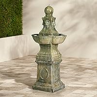 Tuscan Garden Pedestal Rustic Outdoor Floor Tiered Water Fountain 54