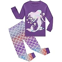 Dolphin&Fish Girls Cotton Pajamas Toddler 2 Pieces Pjs Kids Sleepwear Clothes Long sleeve Sets