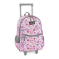 Tilami Rolling Backpack 18 inch Double Handle Wheeled Boys Girls Travel School Children Luggage Toddler Trip, Pink Cat
