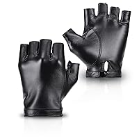 Accmor Fingerless PU Faux Leather Gloves, Driving Gloves Outdoor Sports Cosplay Costume Half Finger Glove for Women Men Teens