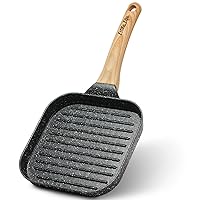 ESLITE LIFE Nonstick Grill Pan for Stove Tops, Versatile Square Small Grill Skillet Steak Pan for Indoor Cooking & Outdoor Grilling, PFOA Free, Black-7 Inch