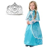 Little Adventures Ice Princess Dress up Costume Set with Cloak and Soft Crown - Machine Washable Girls Child Pretend Play (Size Large Age 5-7)