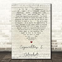The Card Zoo Cigarettes & Alcohol Script Heart Quote Song Lyric Wall Art Gift Print