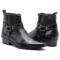 Enzo Romeo WSTN01 Men's Western Boots Side Zipper Pointy Strap Fashion Boots