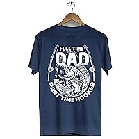 Full Time Dad Part Time Hooker Fishing Tshirts for Men Funny Daddy Shirt Fathers Day Men's T-Shirt (Navy - XL)