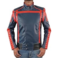 Mens Guardians Peter Quil Star Cosplay Costume Blue Leather Jacket