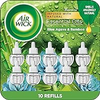 Air Wick Plug In Scented Oil Refill, 10ct, Blue Agave & Bamboo, Essential Oils, Air Freshener