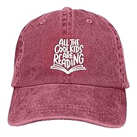 All The Cool Kids are Reading Book Black Hat Unisex Classic Low Profile Baseball Cap Adjustable Golf Dad Hat Black