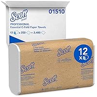 Scott 01510 C-Fold Towels, Absorbency Pockets, 10 1/8 x 13 3/20, White, 200/Pk, 12 Pk/Carton
