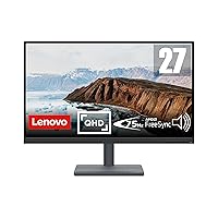Lenovo L27q-35-2022 - Everyday Monitor - 27 Inch QHD - 75 Hz - AMD FreeSync - Low Blue Light Certified - Tilt Stand- Integrated Speakers - HDMI & DP,Grey