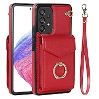 Case for Galaxy A71 5G,Wallet Multi Card Holder PU Leather Kickstand Ring Magnetic Detachable Wrist Lanyard Protective Women Girl Cover Case for Samsung Galaxy A71 5G (Red)