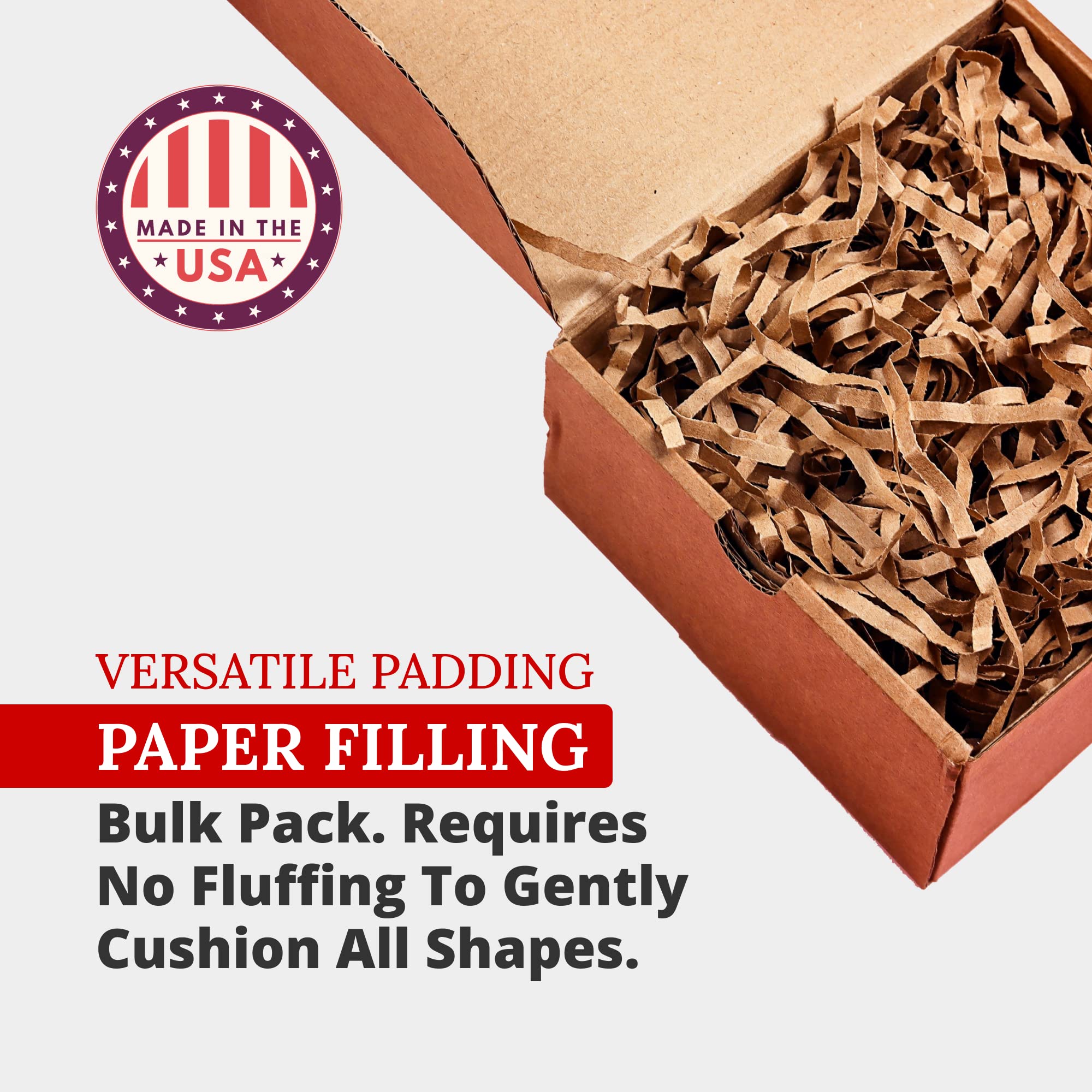 Partners 10 lb. Kraft Crinkle Paper Packing, Shipping, and Moving Box Filler Shredded Paper for Box Package, Basket Stuffing, Bag, Gift Wrapping, Holidays, Crafts, and Decoration
