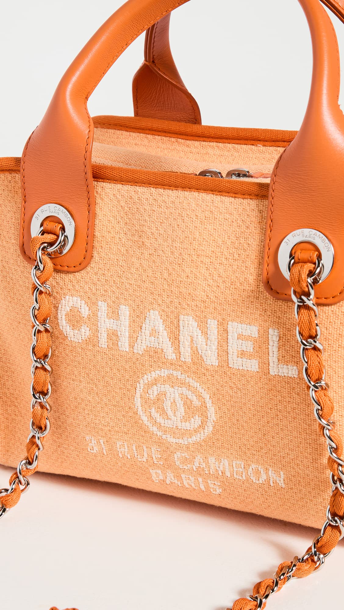 CHANEL Women's Pre-Loved Orange Deauville Bowling Bag