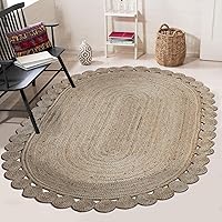 Collection Oval Area Rug - 3x5 Feet Beige Cape Code Natural Jute Rug Geometric Kilim Rug Indoor Outdoor Use Carpet Flatweave Rugs for Bedroom Dining Room Living Room