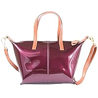 Elegant Ladies Real Leather Patent Small Tote Bag/Shoulder Bag with Adjustable & Removable Strap