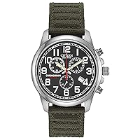 Citizen Eco-Drive Garrison Quartz Men's Watch, Stainless Steel with Nylon strap, Field watch, Green (Model: AT0200-05E)