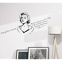 Wall Decal Marilyn Monroe Quote Imperfection is Beauty Madness Vinyl Decor Black 28.5 in x 12.5 in gz363