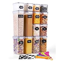 Air Tight Food Storage Containers with Lids Airtight Stackable 14 Pack Pantry Organization and Storage Containers Set for Cereal, Dry Food, Flour and Sugar, Rice - Free Marker and 24 Labels