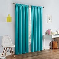ECLIPSE Kendall Modern Blackout Thermal Rod Pocket Window Curtain for Bedroom or Living Room (1 Panel), 42 X 63, Turquoise