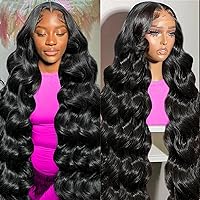 A8 26 inch Lace Front Wig Human Hair Body Wave HD Lace Frontal 13x4 180 Density Glueless Wigs Human Hair Pre Plucked with Baby Hair for Women Natural Black