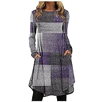 Sweater Dresses for Women 2024 Trendy,Green Midi Dress Wedding Guest Dresses Plus Size Warm Dresses Spring Women's Fashion Casual Round Neck Pullover Loose Long Sleeve(E-Dark Gray,3XL)