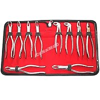 CYNAMED USA German Stainless 10 Pcs Dental Extracting Extraction Forceps Dental Surgery Instruments kit with Velvet Pouch