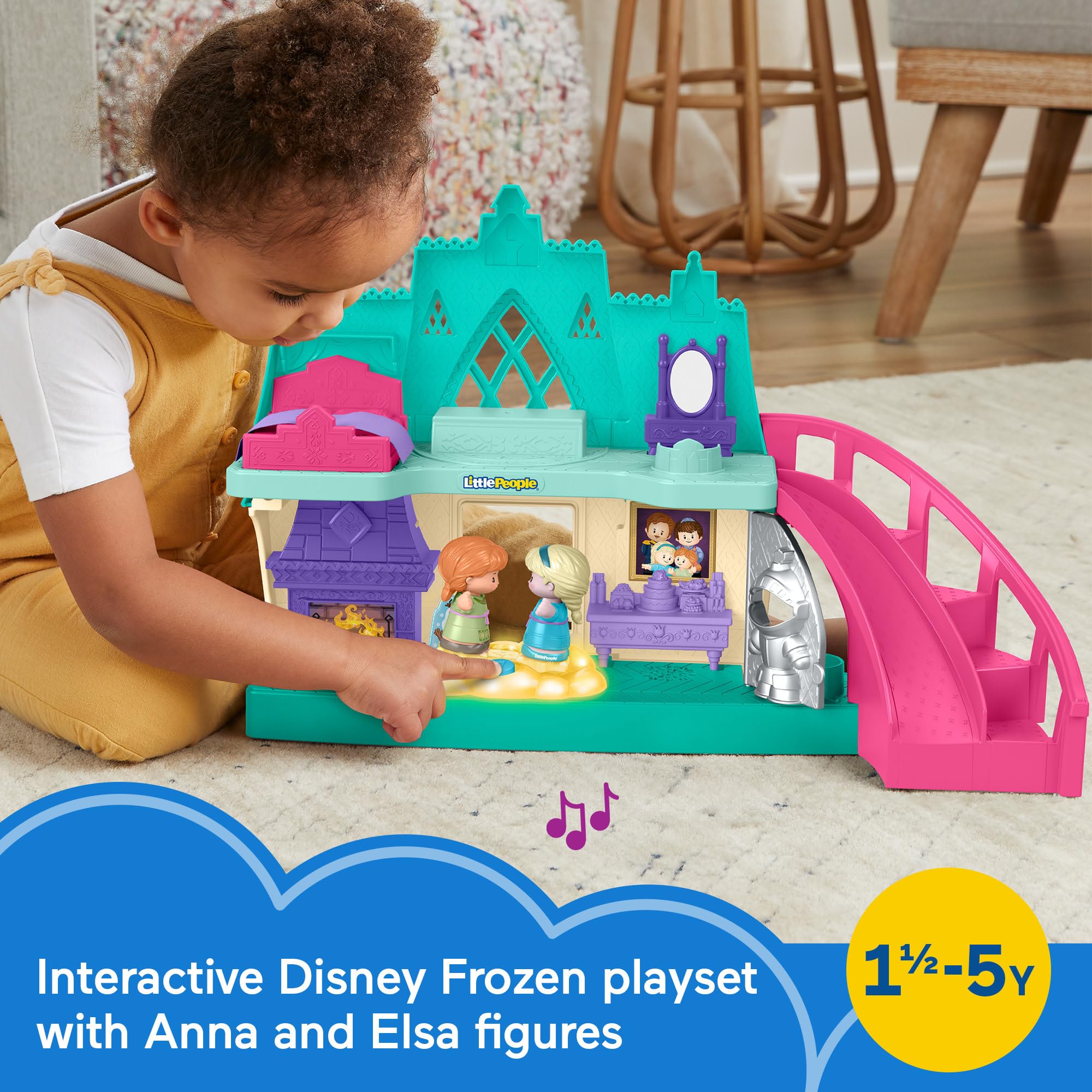 Fisher-Price Little People Toddler Playset Disney Frozen Arendelle Castle with Lights Sounds Anna & Elsa Figures for Ages 18+ Months (Amazon Exclusive)