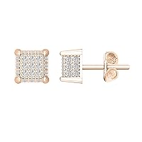 Dazzlingrock Collection Unisex Square Shape Cluster Stud Earrings, Available in Various Round Diamonds & Metal in 10K/14K/18K Gold & 925 Sterling Silver