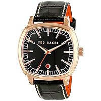 Ted Baker Men's TE1128 Classic Sport Rose Gold-Tone Croc-Textured Black Leather Watch