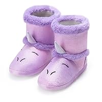 MEJORMEN Girls Unicorn House Slippers Cozy Plush Anti-Skid Indoor Outdoor House Shoes for Toddler Kid