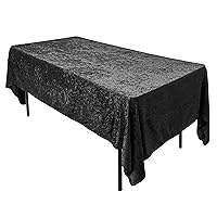 Lush Panne Velvet Tablecloth - 60 x 102 Inch Rectangular Table, Black