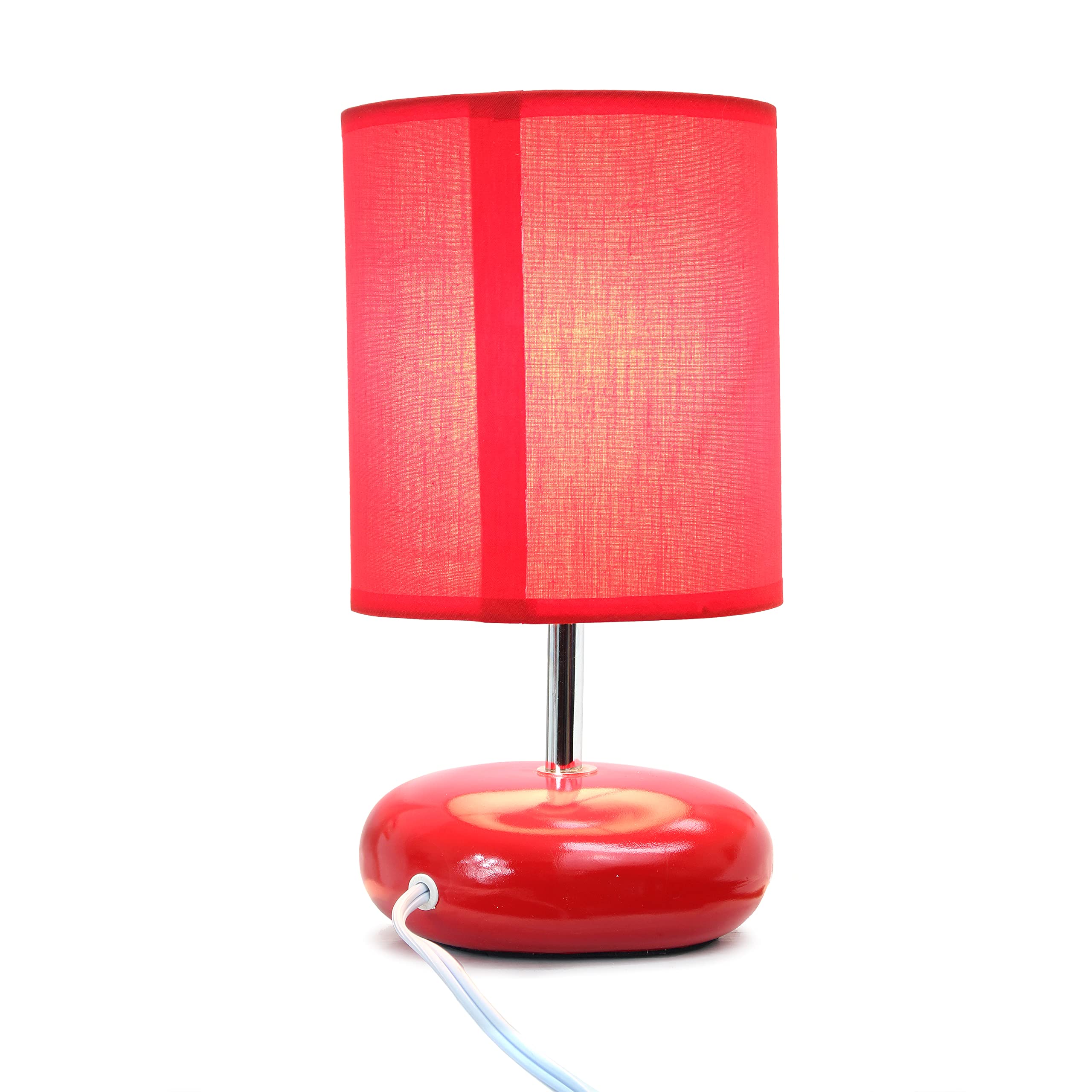 Simple Designs LT2005-RED-2PK Stonies Small Stone Look Table Desk Bedside 2 Pack Lamp Set, Red