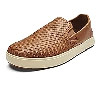 OLUKAI Lae'ahi Lauhala Men's Slip On Sneakers, Drop-in Heel & All-Day Comfort, Breathable Lining, Premium Leather
