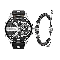 Diesel Mr. Daddy 2.0 Men's Watch with Oversized Chronograph Watch Dial and Stainless Steel, Silicone or Leather Band
