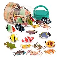 Terra by Battat – Toy Tropical Fish & Crabs – 60 Mini Figures in 12 Realistic Designs – Tropical Sea Animals in Storage Tube – Realistic Figurines for Sensory Bin – Tropical Fish World – 3 Years +